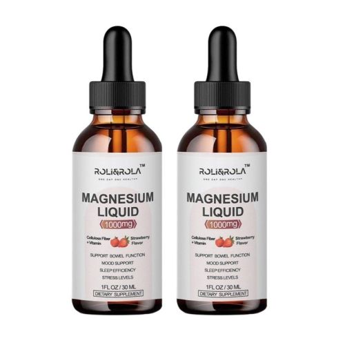 Magnesium Glycinate Liquid Drops - ROLI&ROLA With Cellulose Fiber, Vitamins B6, C, D, Zinc At Night, Digestive Health, Strawberry Flavour 30mlX2 Magnesium Glycinate Liquid Drops - ROLI&ROLA With Cellulose Fiber, Vitamins B6, C, D, Zinc At Night, Digestive Health, Strawberry Flavour 30mlX2